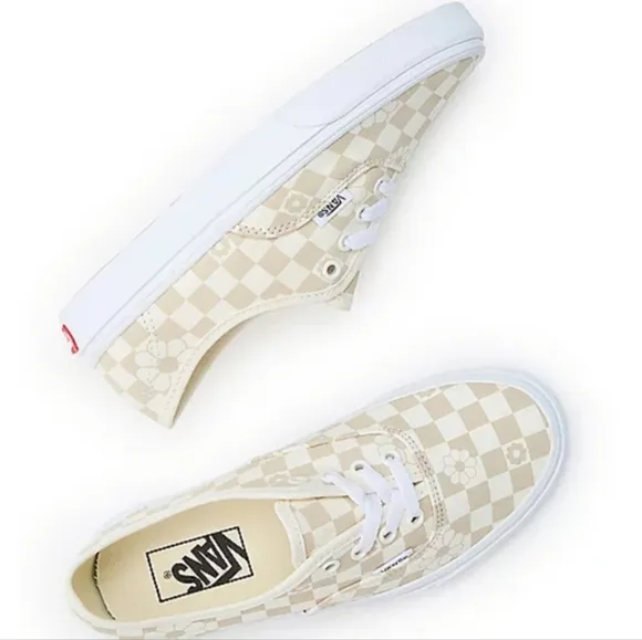 New Vans Authentic Floral Check Marshmallow Sneakers Low-Top Shoes 2023 new