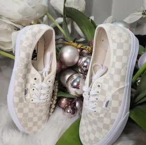 New Vans Authentic Floral Check Marshmallow Sneakers Low-Top Shoes 2023 new