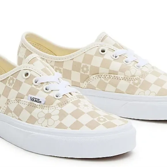 New Vans Authentic Floral Check Marshmallow Sneakers Low-Top Shoes 2023 new