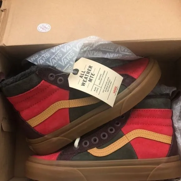 New Vans Sk8 Hi 46 All Weather MTE DX Poinsettia Red Green Gumsole Shoes Size 6