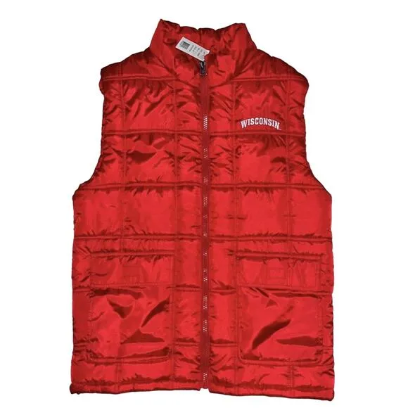 NEW Wisconsin Badgers Men’s Vest Medium Pockets Insulated Full Zip Tag=$126.99