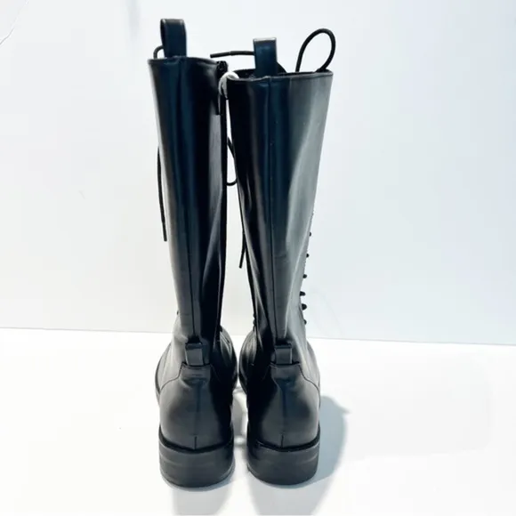 New with tag Zara black lace front tall leather girl boots. Size 2