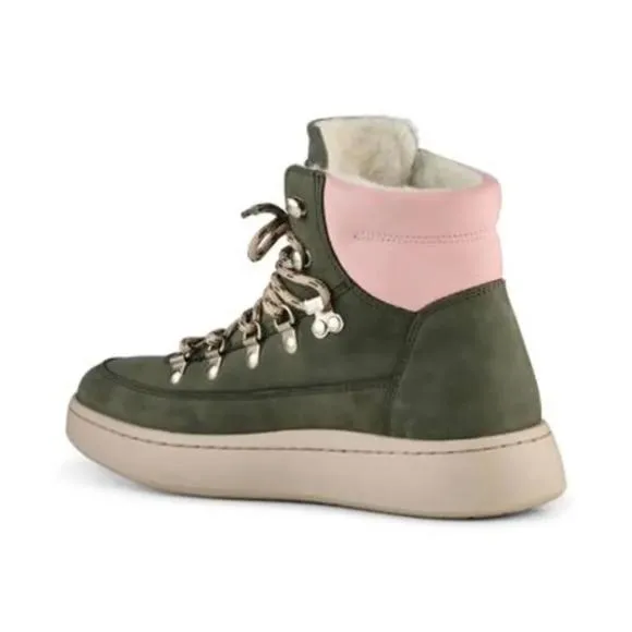 NEW WODEN iris nubuck boot in green rose