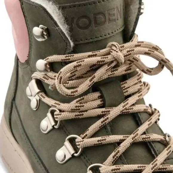 NEW WODEN iris nubuck boot in green rose