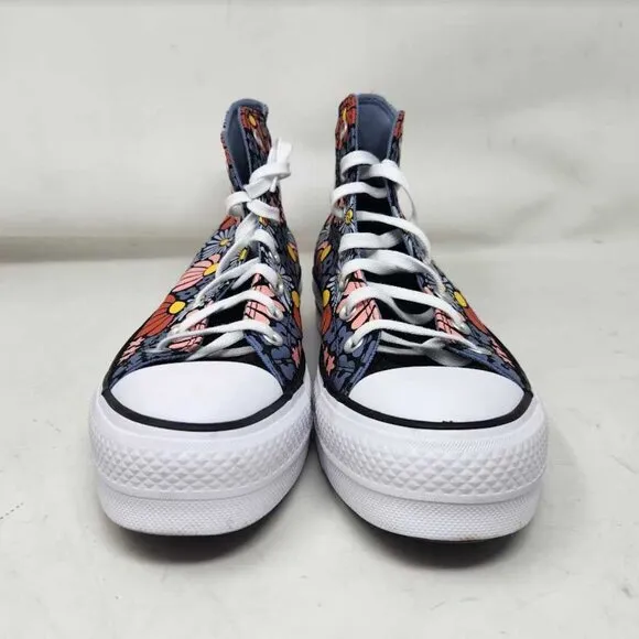 New women's 9 Converse CTAS Chuck Taylor all star lift hi platform floral shoes