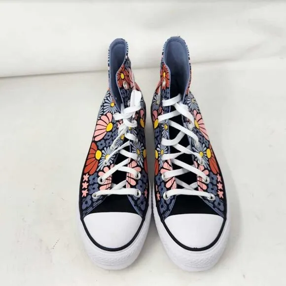 New women's 9 Converse CTAS Chuck Taylor all star lift hi platform floral shoes