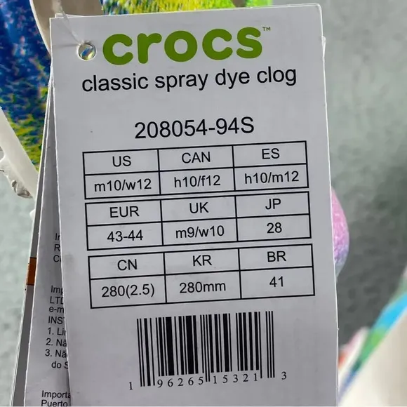 New crocs classic spray DYE MENS 10 CLOGS Tie-Dye Collection Womens 12 Shoes