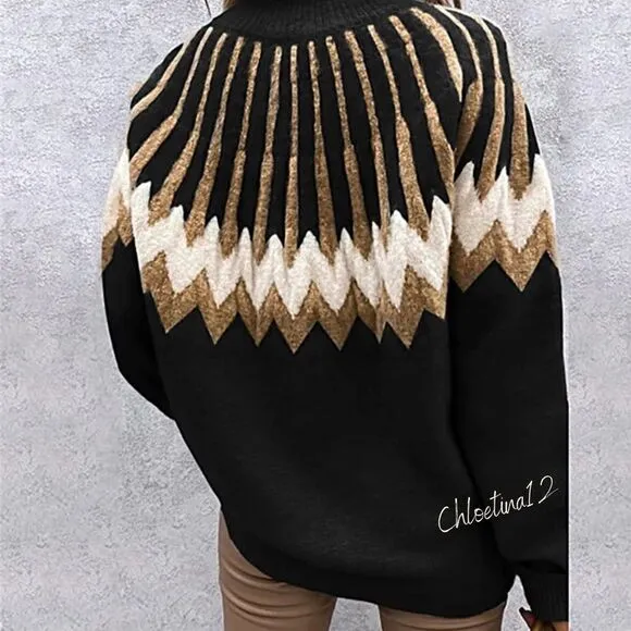 NEW Patterned  Warm Pullover Sweater- Beige