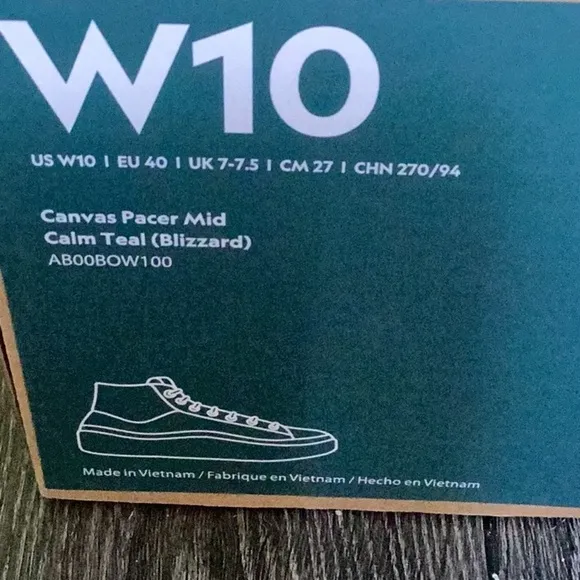 NIB Allbirds Size W10 Shoes Canvas Pacer Mid Calm Teal