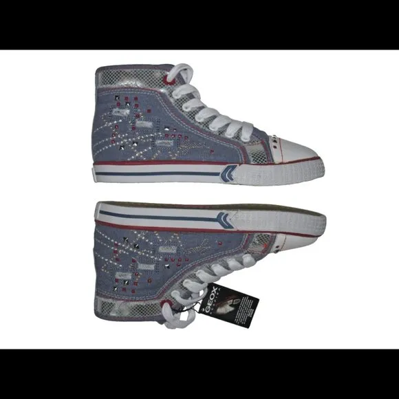 NIB Geox High Top Sneaker Shoes, sz 33 (2 US)