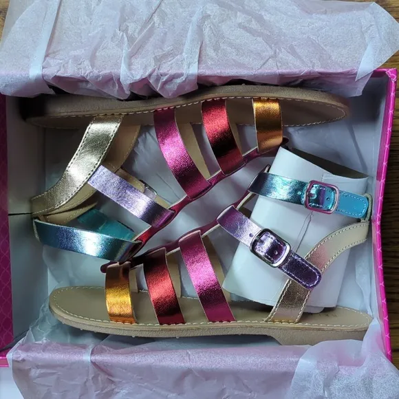 NIB Kelly &amp; Katie Chloe Gladiator Rainbow Sandal Kids Size 2
