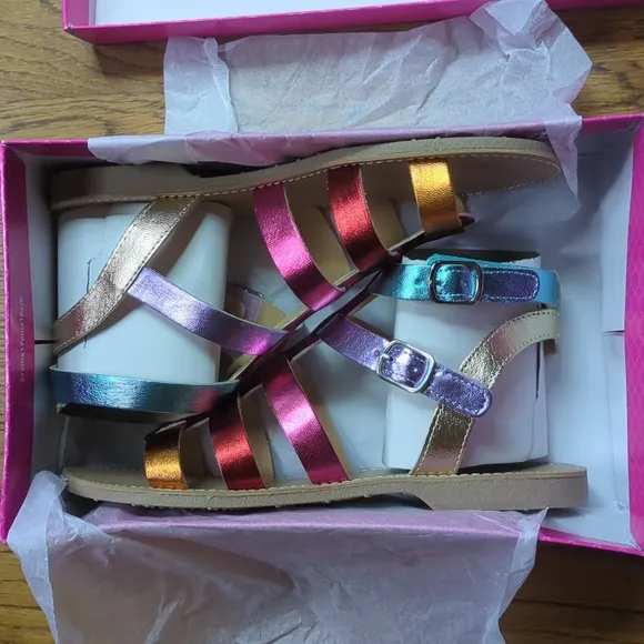 NIB Kelly &amp; Katie Chloe Gladiator Rainbow Sandal Kids Size 5