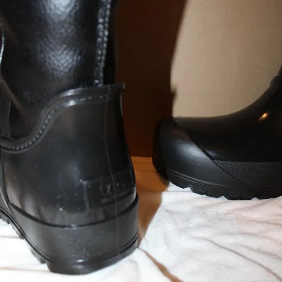 NIB UGG RAINCLOUD TALL LEATHER SHEARLING LINED WINTER RAIN BOOTS‎ BLACK