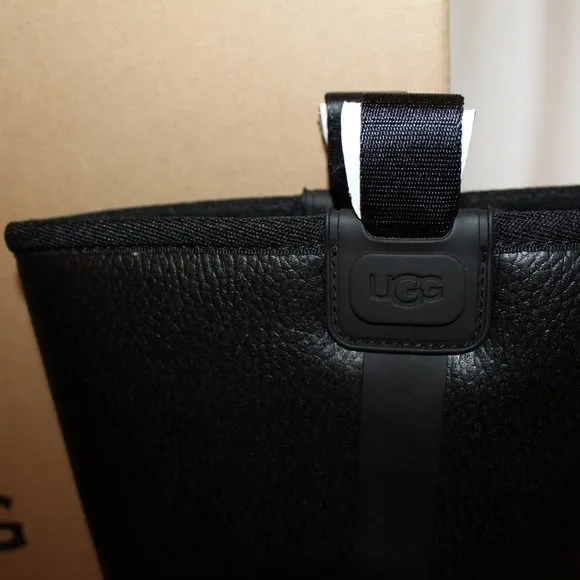 NIB UGG RAINCLOUD TALL LEATHER SHEARLING LINED WINTER RAIN BOOTS‎ BLACK