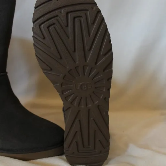 NIB UGG WOMEN'S FEMME CLASSIC SHORT SUEDE SHEARLING BOOTS SLATE‎ GRAY