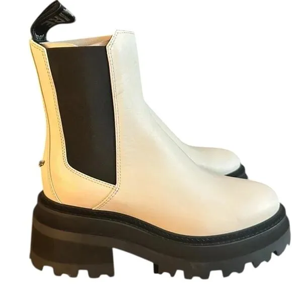 NIB Zadig &amp; Voltaire Ride Chelsea Semy-Shiny Boot Ice Sz:FR39/US8  $648