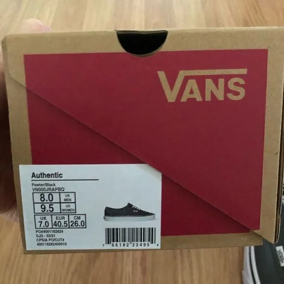 NIB VANS Authentic Classic Canvas Pewter/Black VN000JRAPBQ Shoes