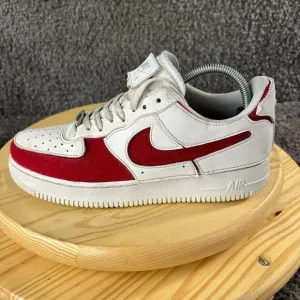 Nike Air Force One Varsity Shoes Mens 7.5 White Red Leather Low Top Sneakers