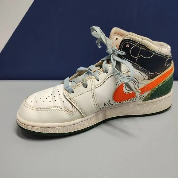 Nike Air Jordan 1 Sneaker Shoes Youth Size 5Y Multi Leather Round Toe DX2462-100
