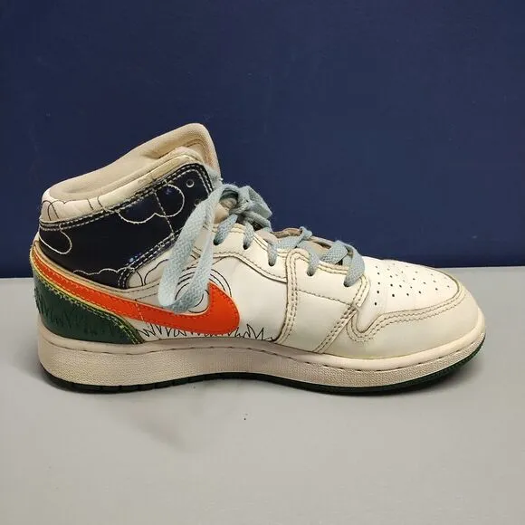 Nike Air Jordan 1 Sneaker Shoes Youth Size 5Y Multi Leather Round Toe DX2462-100