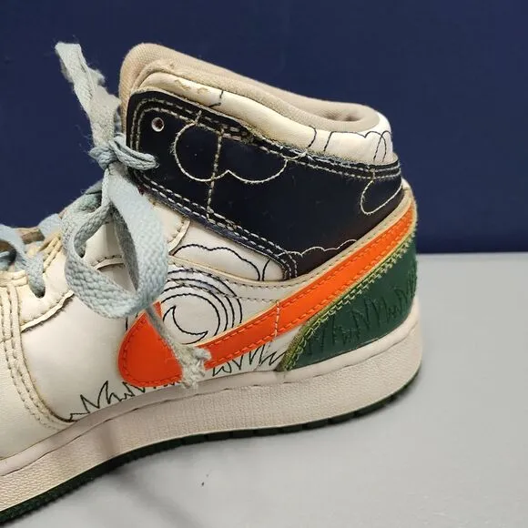 Nike Air Jordan 1 Sneaker Shoes Youth Size 5Y Multi Leather Round Toe DX2462-100