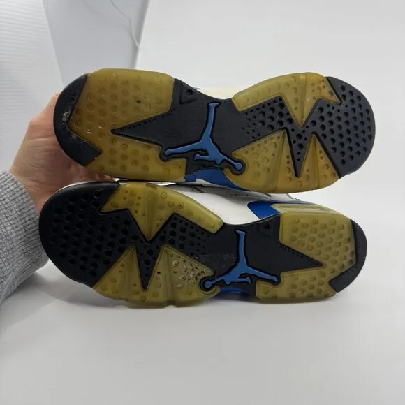 Nike Air Jordan VI 6 Shoes Kids Size 5.5Y White/Blue Retro BG 2014 384665-107