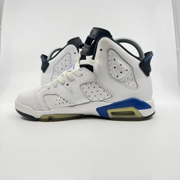 Nike Air Jordan VI 6 Shoes Kids Size 5.5Y White/Blue Retro BG 2014 384665-107