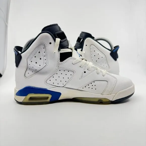 Nike Air Jordan VI 6 Shoes Kids Size 5.5Y White/Blue Retro BG 2014 384665-107