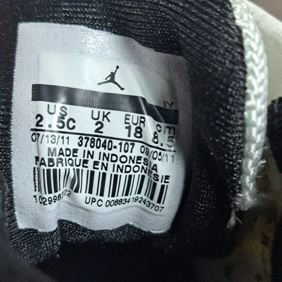 Nike Air Jordan XI 11 Baby Retro Concord 2011 Black White Size 2.5c Infant (VGC)