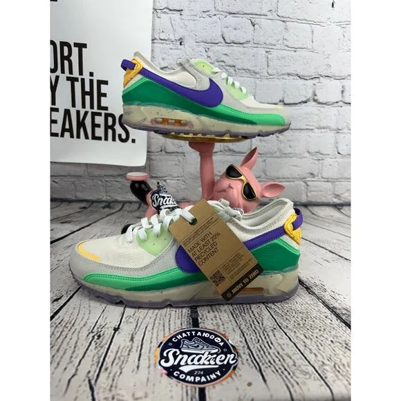 Nike Air Max 90 Sneakers Terrascape Mens 8.5 Sail Green Purple Running Shoes NEW