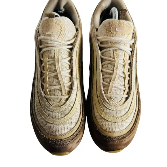 Nike Air Max 97 Casual Running Shoes Brown Cream Earth Tones Comfort Mens 11.5