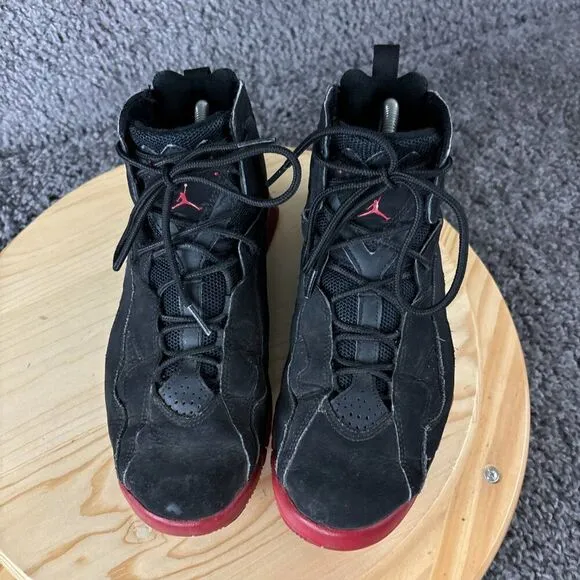Nike Air Jordan True Flight Basketball Shoe Men 7.5 Bred Black Red Suede Leather
