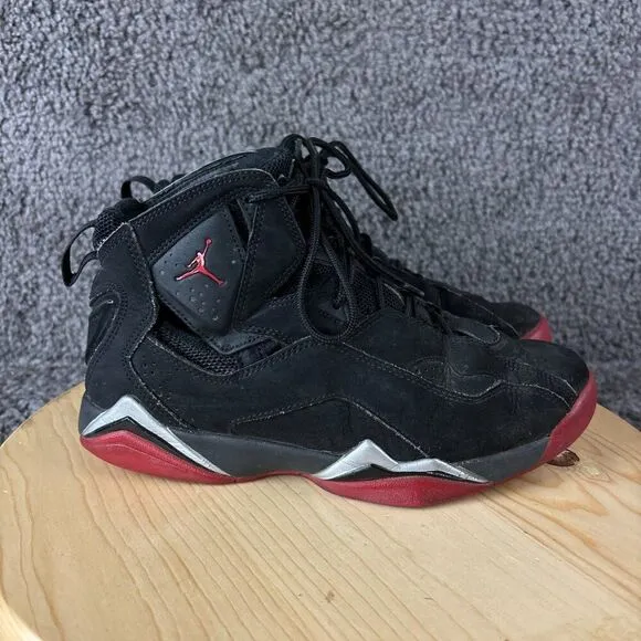 Nike Air Jordan True Flight Basketball Shoe Men 7.5 Bred Black Red Suede Leather
