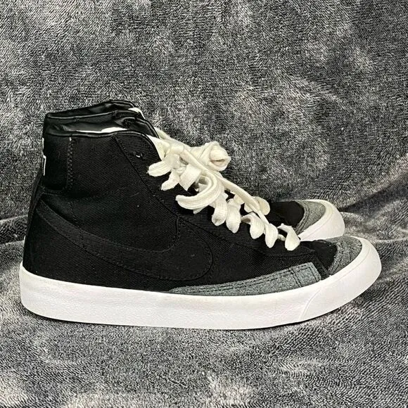 Nike Blazer Mid 77 Vintage Black White Shoes Size 5.5 Mens Canvas