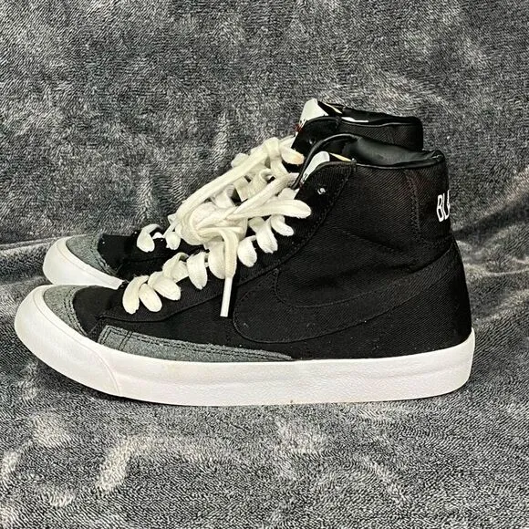 Nike Blazer Mid 77 Vintage Black White Shoes Size 5.5 Mens Canvas