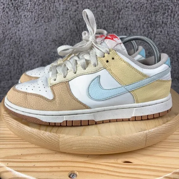 Nike Dunk Low Shoes Womens Size 8 Summit White Glacier Blue Leather Sneaker