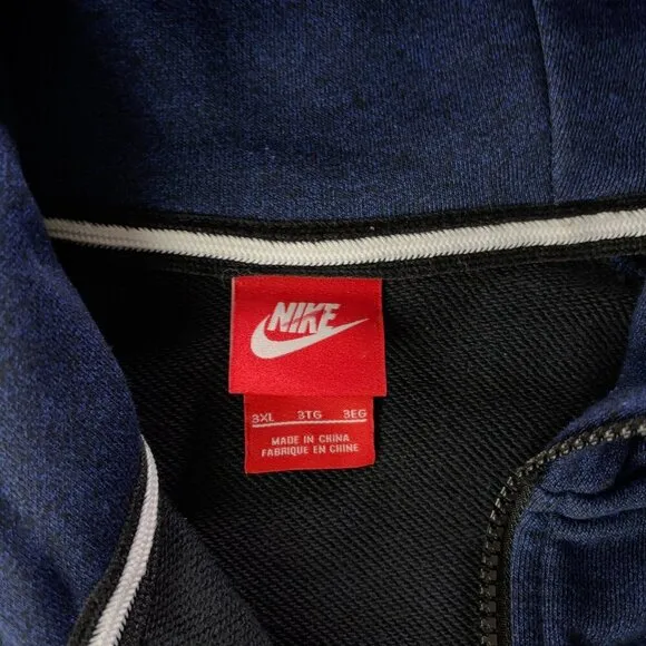 Nike French Terrie Blue Full Zip Hoodie Mens Size 3XL Black Trim 678560-480