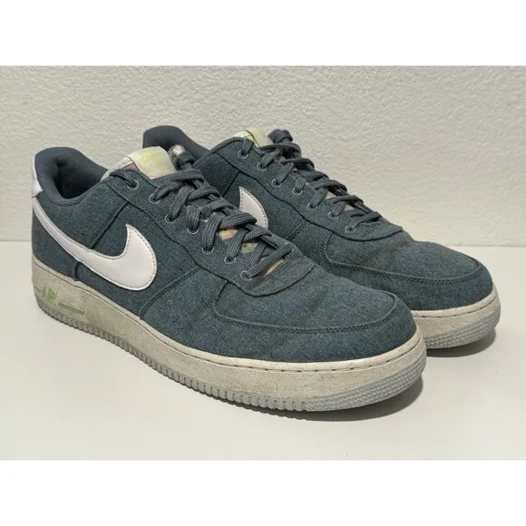 Nike Mens Air Force 1 07 Shoes Sz 14 Sneakers Recycled Canvas Blue CN0866-001