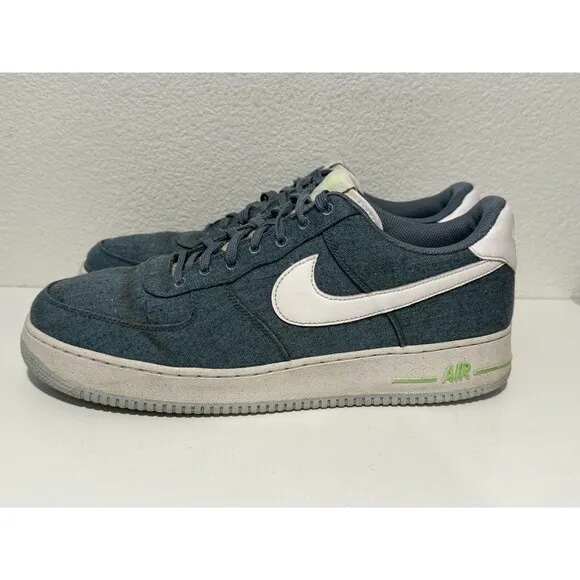 Nike Mens Air Force 1 07 Shoes Sz 14 Sneakers Recycled Canvas Blue CN0866-001