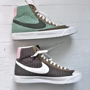 Nike Mid Blazer ‘77 Quilted Oil Green /Sequoia-Sail High Top Shoes Size 7Y EUC