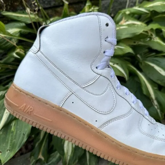 Nike‎ NIKEiD Men's Size 12.5 Air Force 1 Hight White Gum Leather AQ3771 Shoes