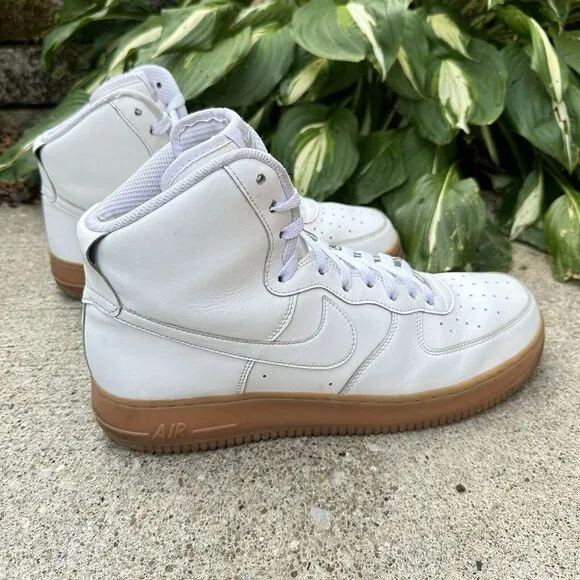 Nike‎ NIKEiD Men's Size 12.5 Air Force 1 Hight White Gum Leather AQ3771 Shoes
