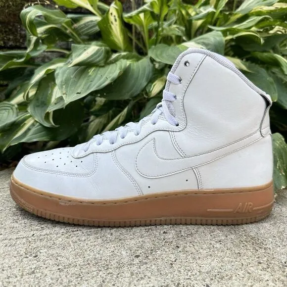 Nike‎ NIKEiD Men's Size 12.5 Air Force 1 Hight White Gum Leather AQ3771 Shoes