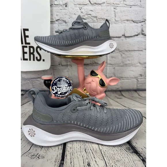 Nike ReactX Infinity Run 4 Flyknit Running Shoes Womens 6 Grey Gray White NEW