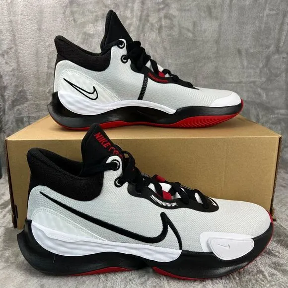 Nike Renew Elevate 3 Mens Sz 9.5 White Red Basketball Sneakers Shoes DD9304-100