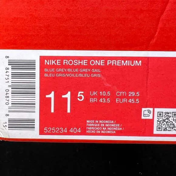 Nike Roshe One Premium Men's Size 11.5 Blue Canvas Athletic Shoes 525234 404