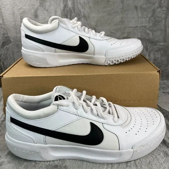 Nike Zoom‎ Court Lite 3 Shoes Mens Size 13 Sneakers White Black DH0626 100