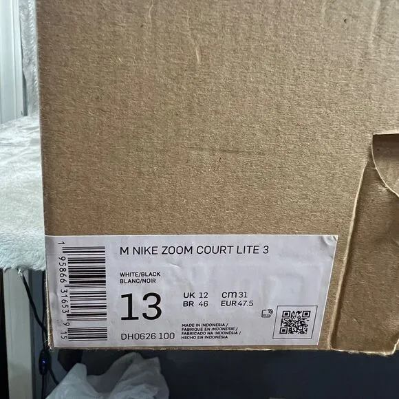 Nike Zoom‎ Court Lite 3 Shoes Mens Size 13 Sneakers White Black DH0626 100