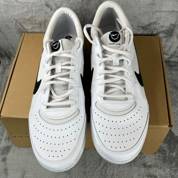 Nike Zoom‎ Court Lite 3 Shoes Mens Size 13 Sneakers White Black DH0626 100