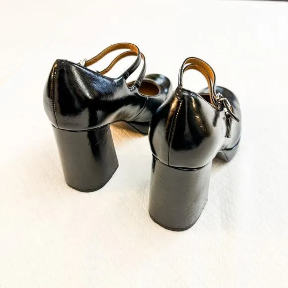 Nine West Black Mary Jane Colas Platform Heel Shoes Size 9